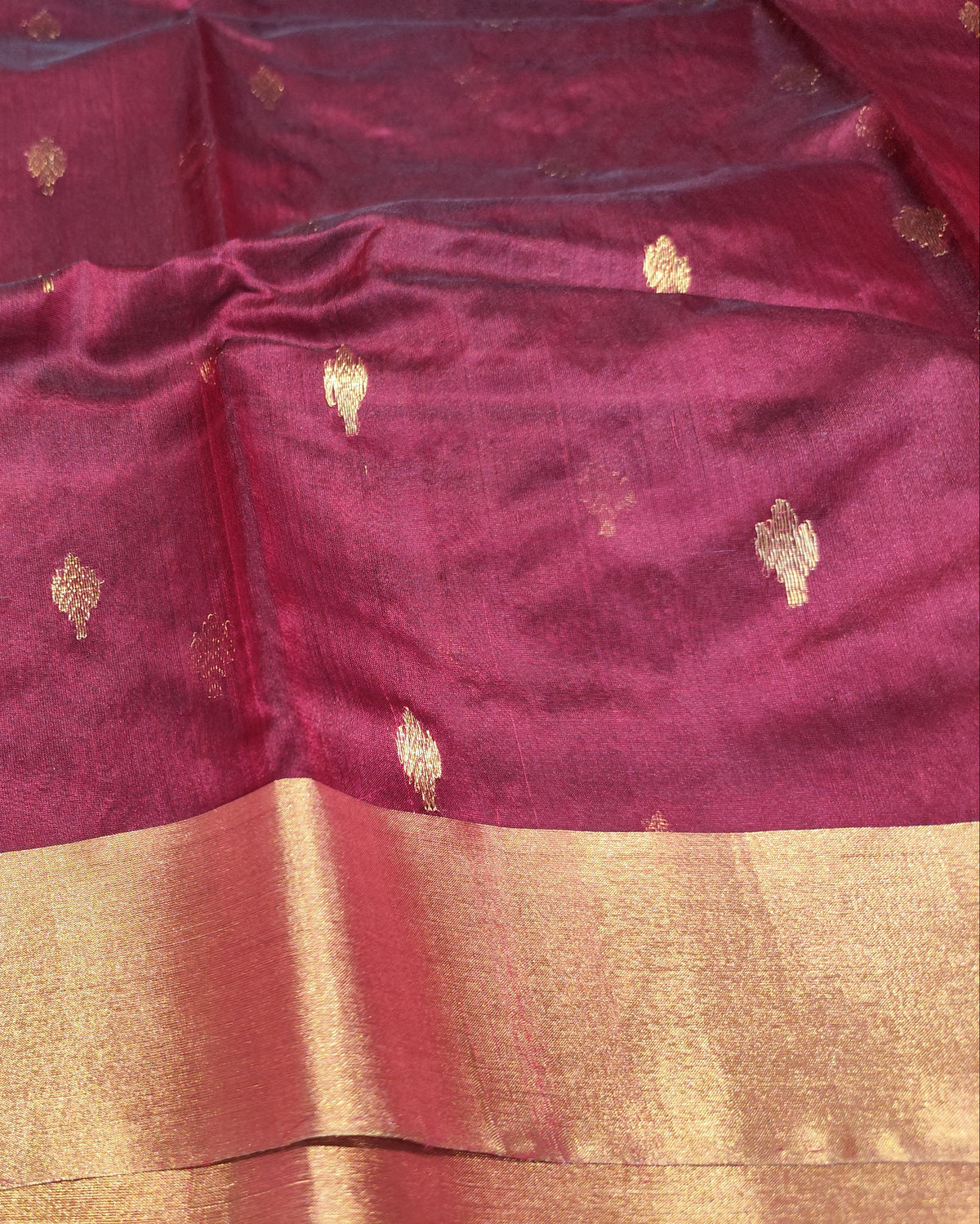 Chanderi Katan Silk Saree | Maroon