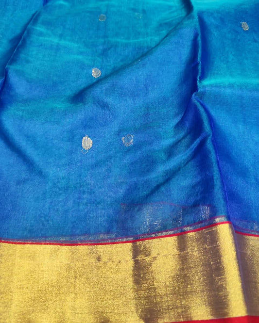 Chanderi Katan Silk Saree | Blue