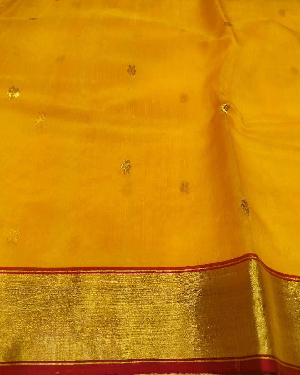 Chanderi Katan Silk Saree | Yellow