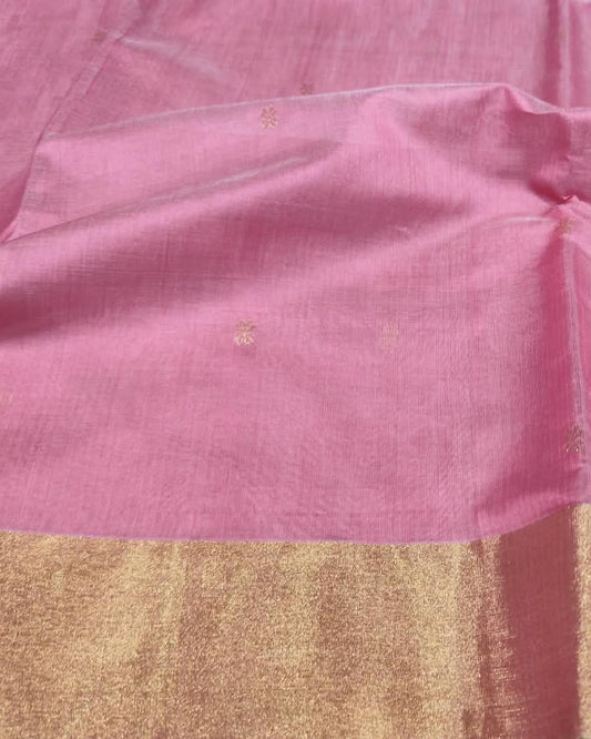 Chanderi Silk Cotton Saree | Baby Pink