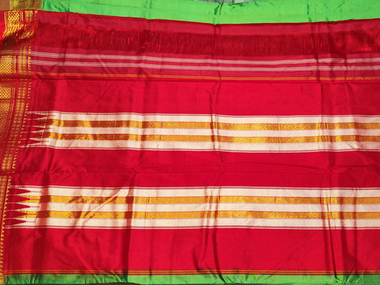 Ilkal Silk Saree | Green & Red
