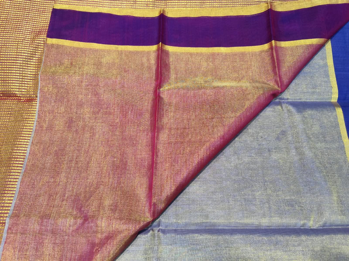 Chanderi Tissue Silk Saree | Purple
