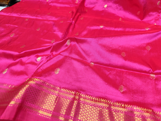 Paithani Silk Saree | Fuchsia Pink | Single Pallu