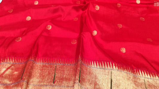 Paithani Silk Saree | Red | Single Muniya