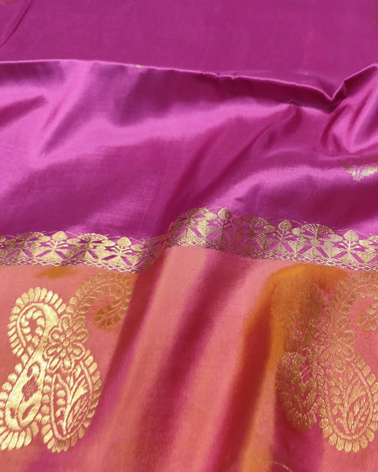 Kanjeevaram Soft Silk Saree | Pink & Orange