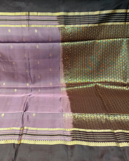 Kanjeevaram Soft Silk Saree | Purple & Black