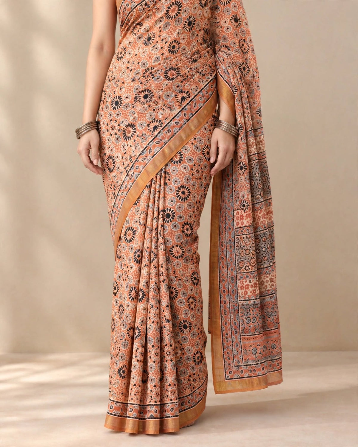 Ajrak Silk Saree | Pure Chanderi Modal Silk | Red