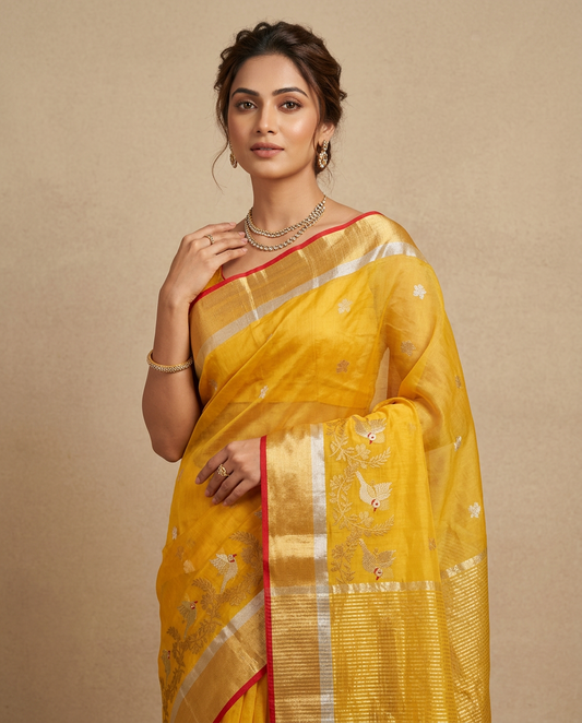 Chanderi Silk Saree | Yellow