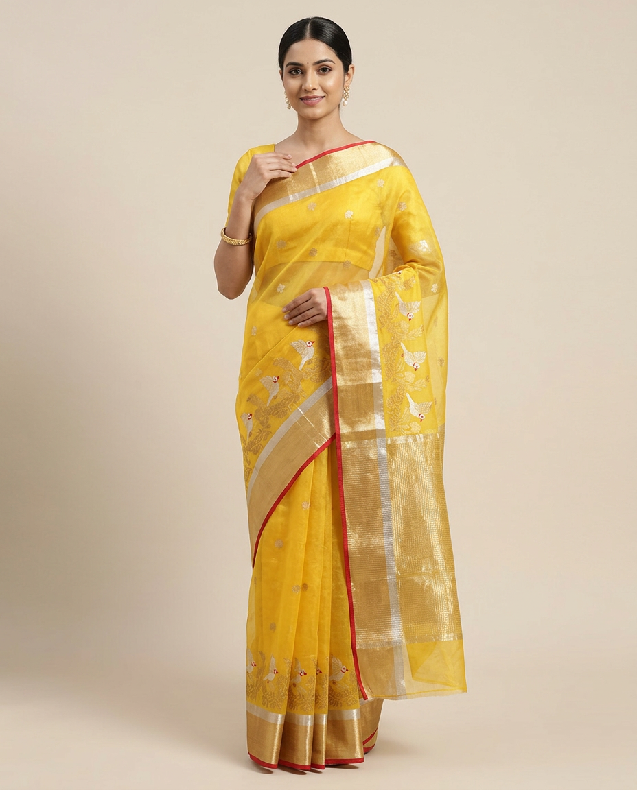 Chanderi Silk Saree | Yellow