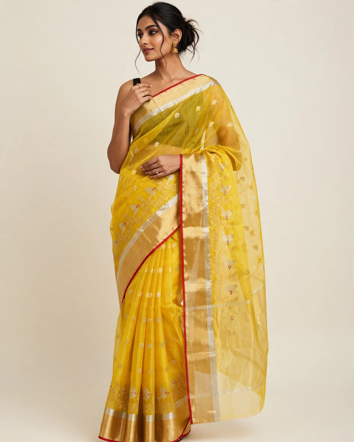 Chanderi Silk Saree | Yellow