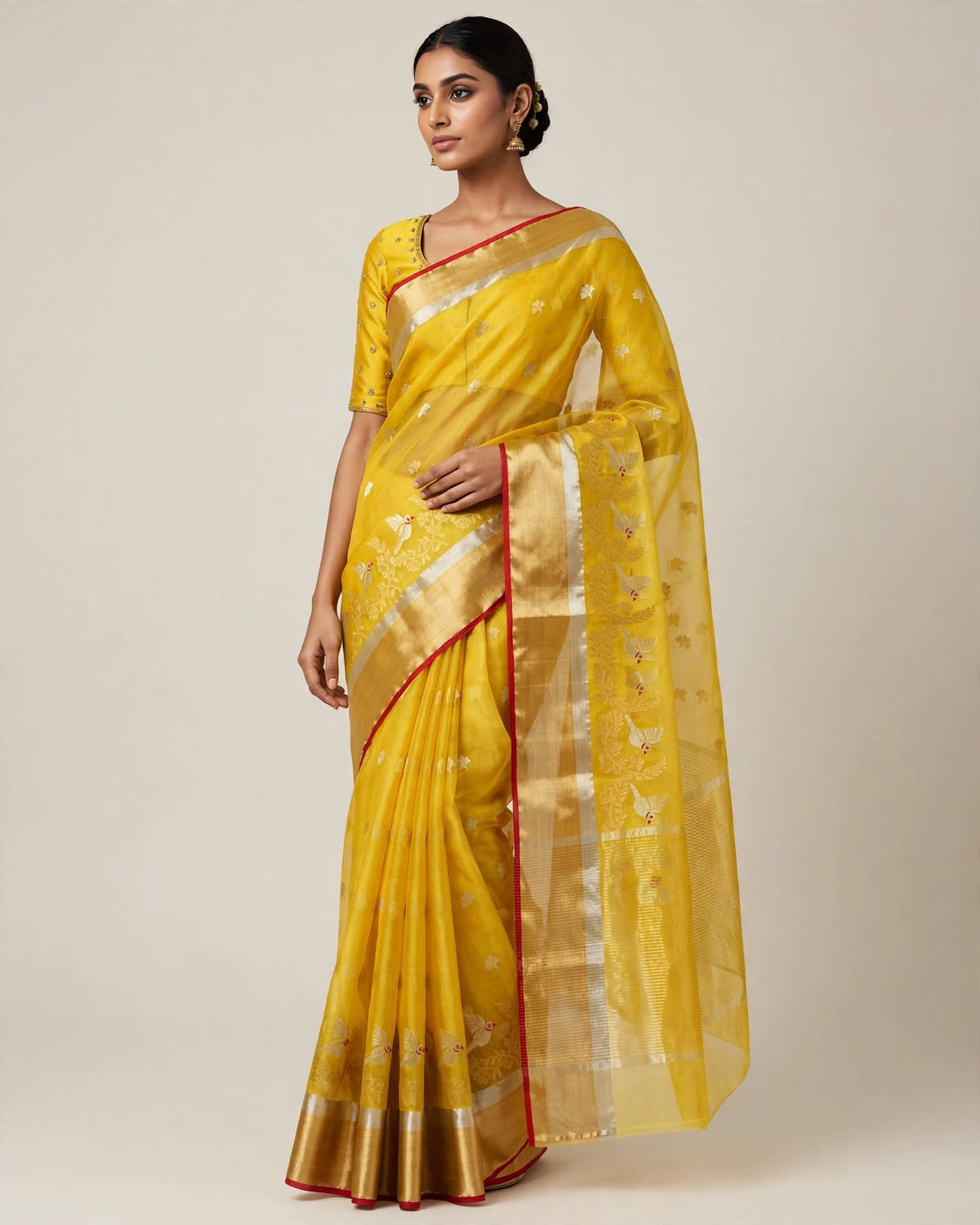 Chanderi Silk Saree | Yellow