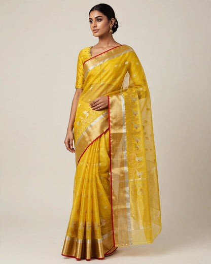 Chanderi Silk Saree | Yellow