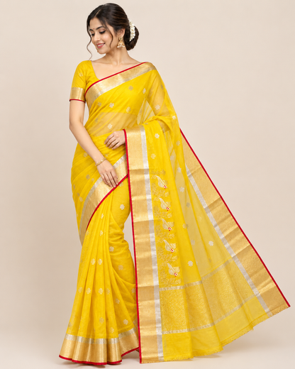 Chanderi Silk Saree | Yellow