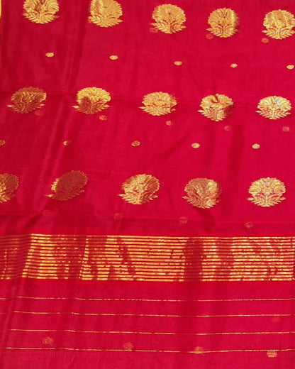 Chanderi Katan Silk Saree | Red