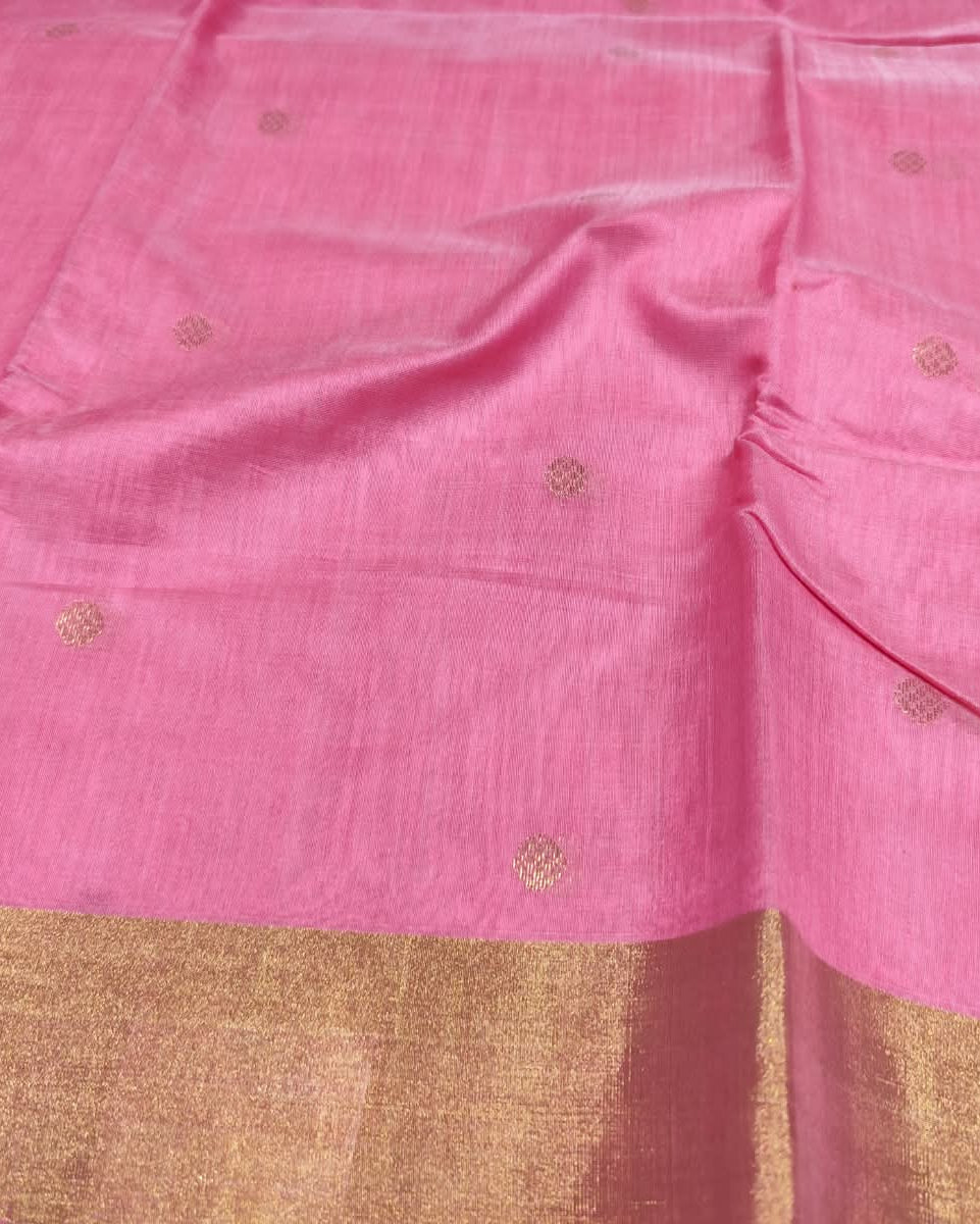 Chanderi Silk Cotton Saree | Baby Pink