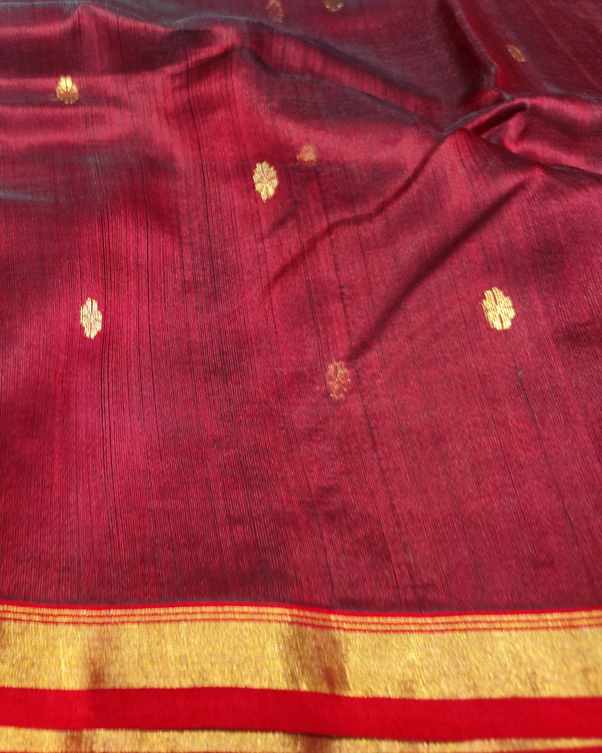 Chanderi Katan Silk Saree | Maroon