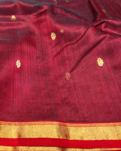 Chanderi Katan Silk Saree | Maroon