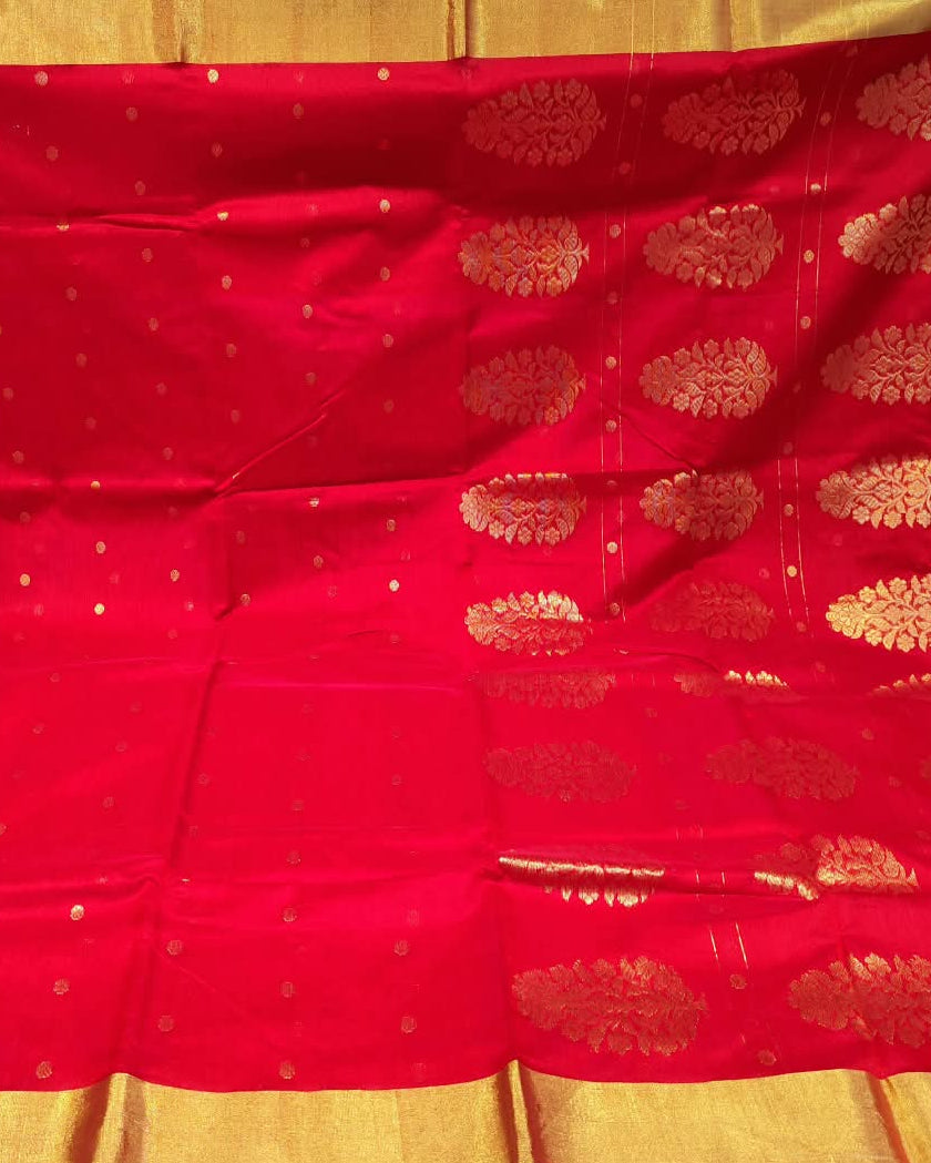 Chanderi Silk Cotton Saree | Red