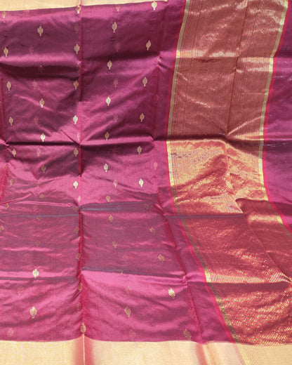 Chanderi Katan Silk Saree | Maroon