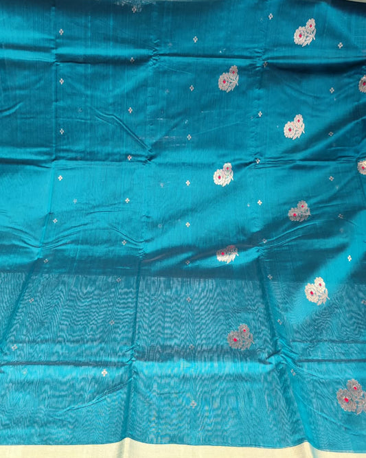 Chanderi Silk Cotton Saree | Peacock Green