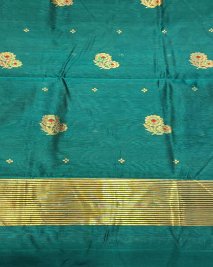 Chanderi Silk Cotton Saree | Peacock Green