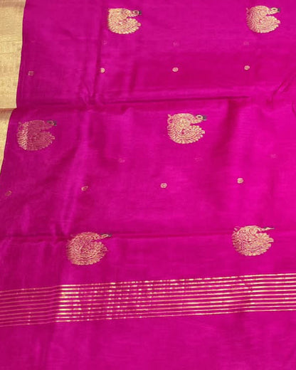 Chanderi Silk Cotton Saree | Pink