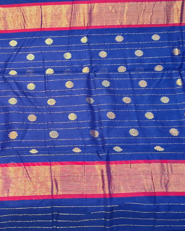 Chanderi Silk Cotton Saree | Blue