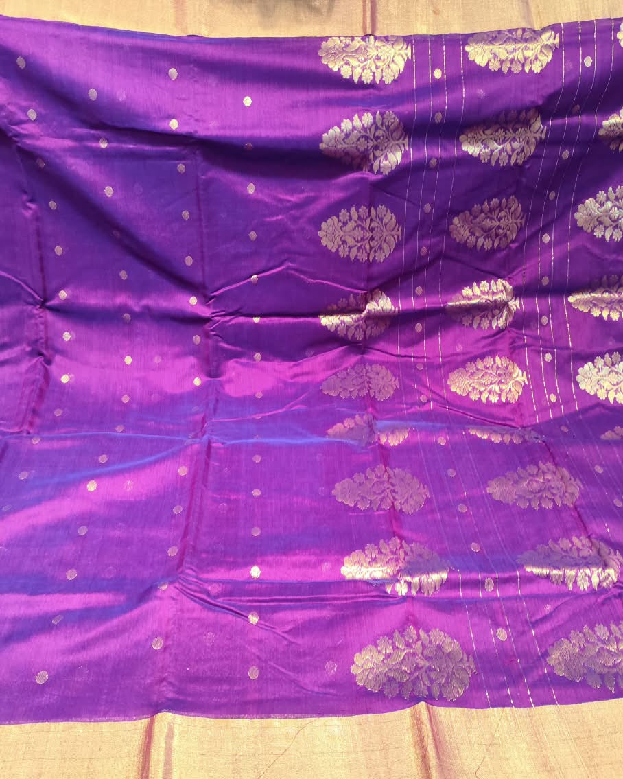Chanderi Silk Cotton Saree | Purple