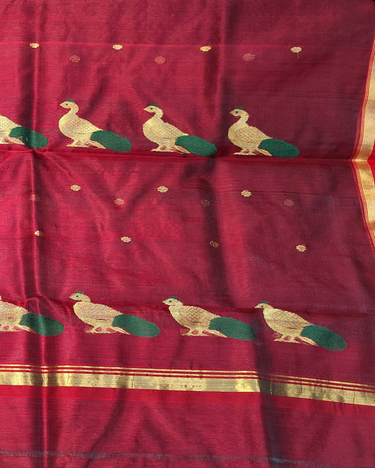 Chanderi Katan Silk Saree | Maroon