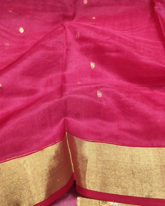 Chanderi Katan Silk Saree | Red
