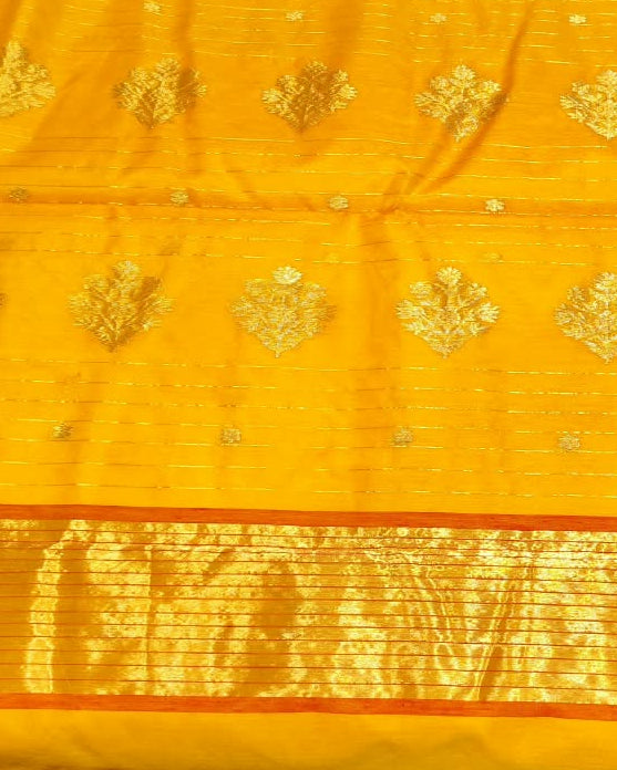 Chanderi Katan Silk Saree | Yellow