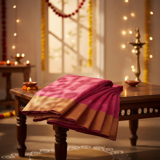 Chanderi Silk Cotton Saree | Baby Pink