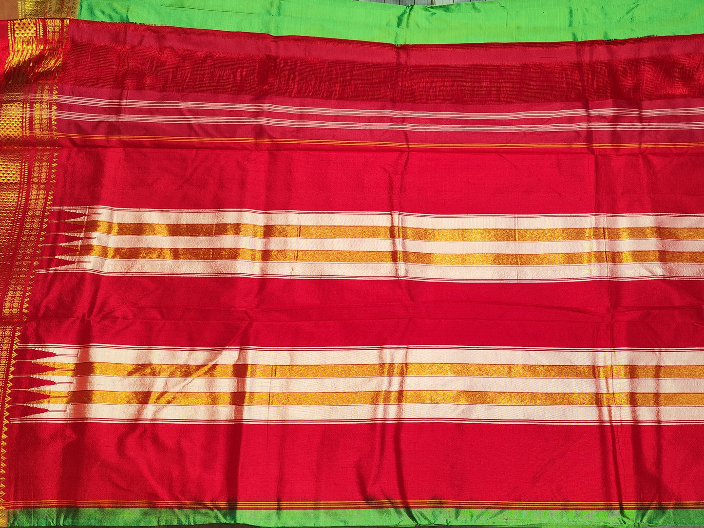 Ilkal Silk Saree | Green & Red
