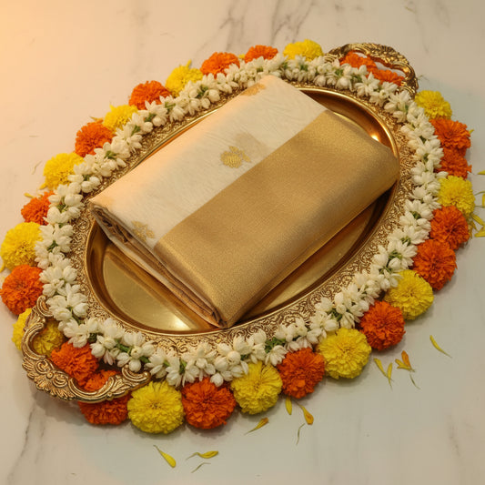 Chanderi Silk Cotton Saree | Ivory White and Gold