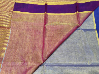 Chanderi Tissue Silk Saree | Purple