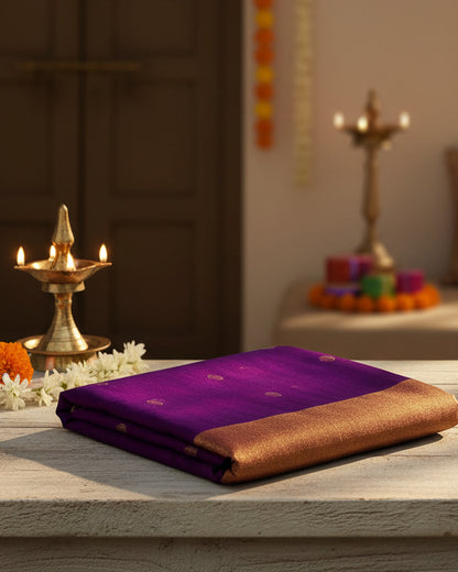 Chanderi Silk Cotton Saree | Purple