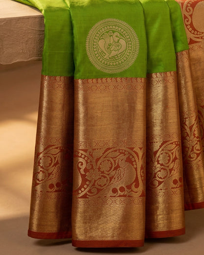 Kanjeevaram Art Silk Saree | Green & Red