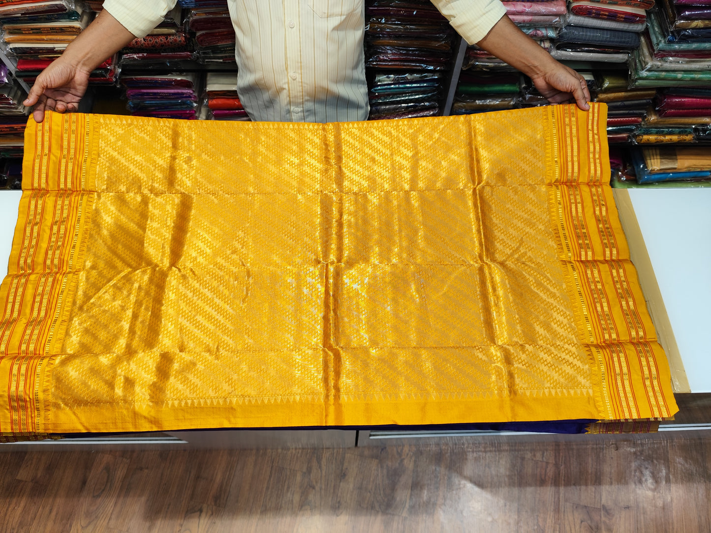 Narayanpeth Silk Saree | Purple & Yellow