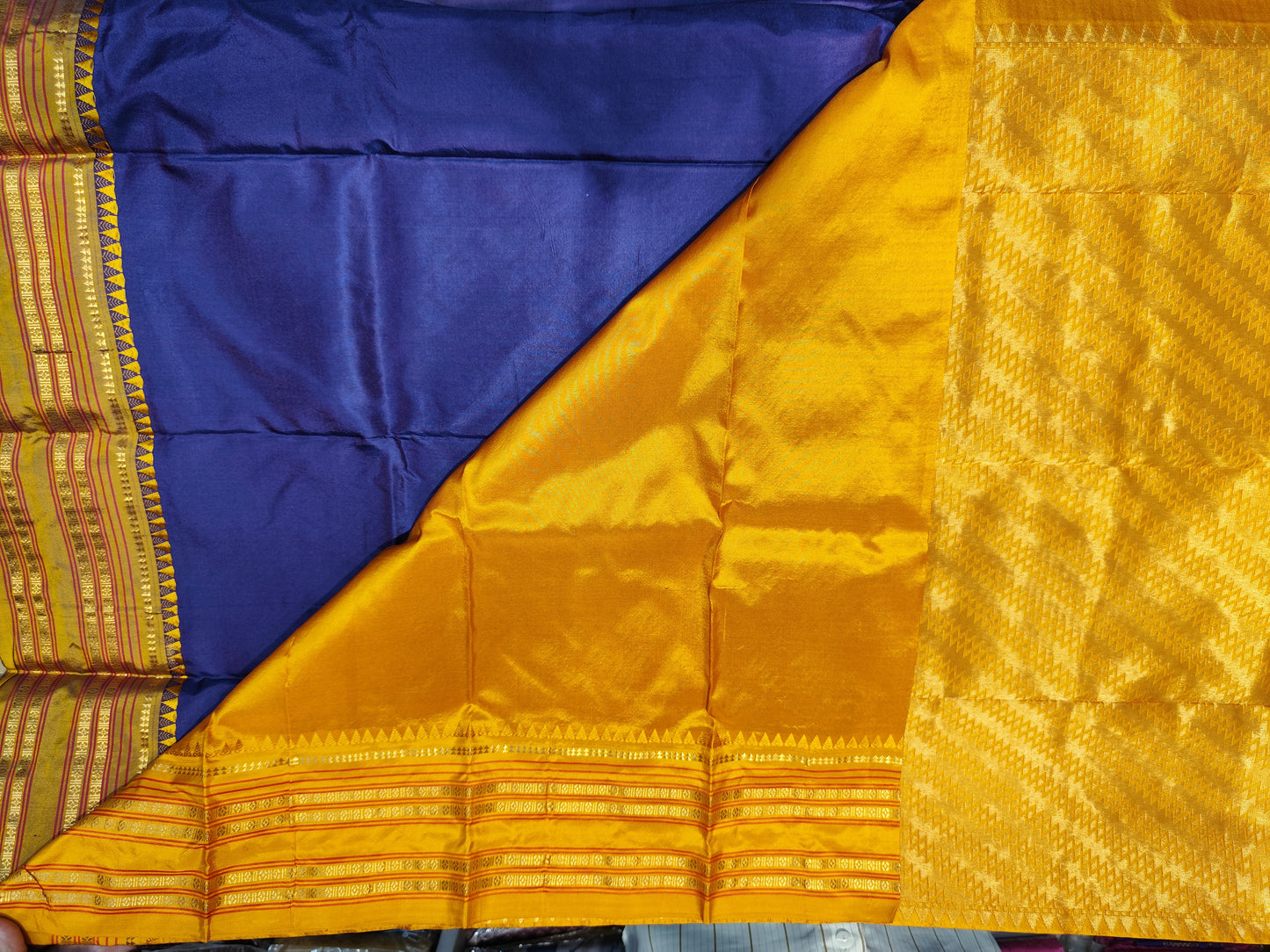 Narayanpeth Silk Saree | Purple & Yellow