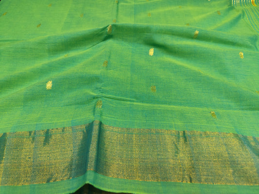 Cotton Paithani Saree | Green| Double Pallu