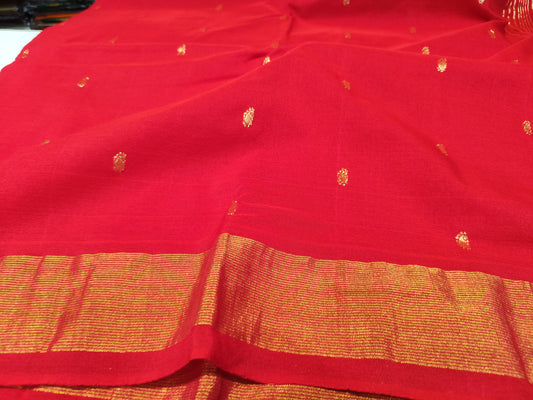 Cotton Paithani Saree | Red| Double Pallu