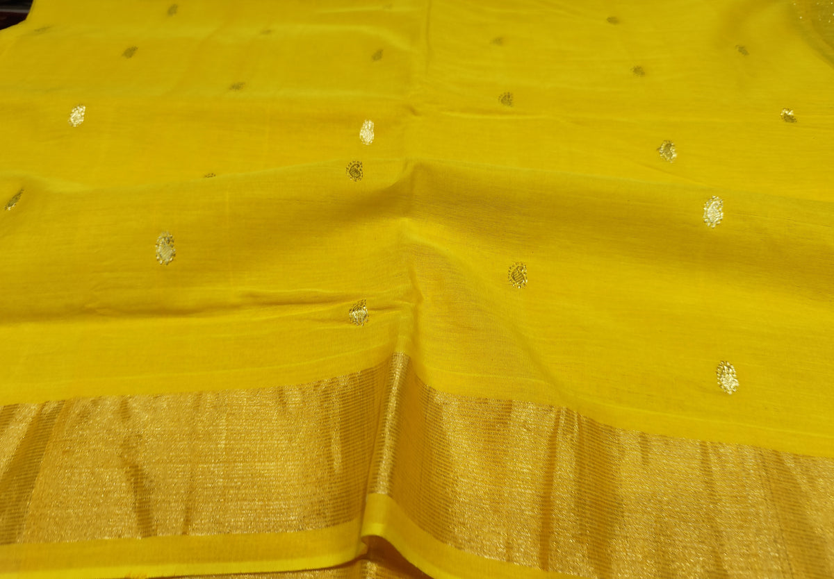 Cotton Paithani Saree | Yellow | Fancy Pallu