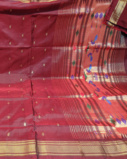 Paithani Silk Saree | Maroon | Double Pallu