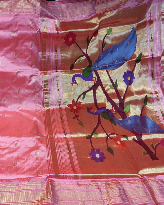 Paithani Silk Saree | Baby Pink | Fancy Pallu