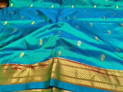 Paithani Silk Saree | Peacock Green | Fancy Pallu