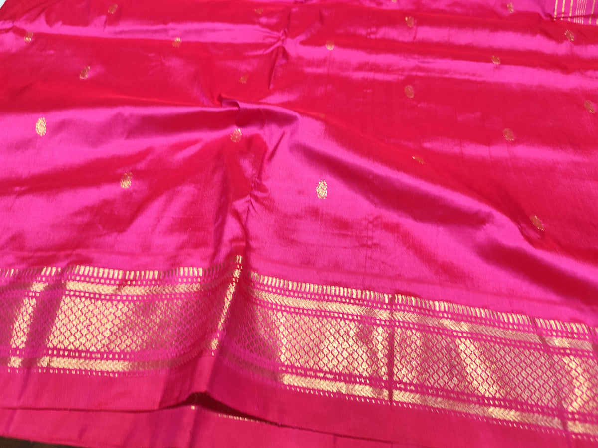 Paithani Silk Saree | Fuchsia Pink | Double Pallu