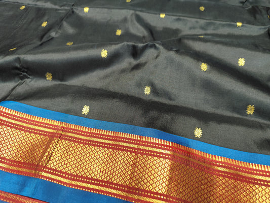 Paithani Silk Saree |  Black | Double Pallu