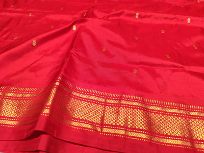 Paithani Silk Saree | Red | Double Pallu