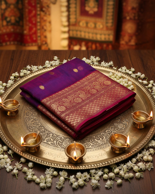 Chanderi Katan Silk Saree | Violet