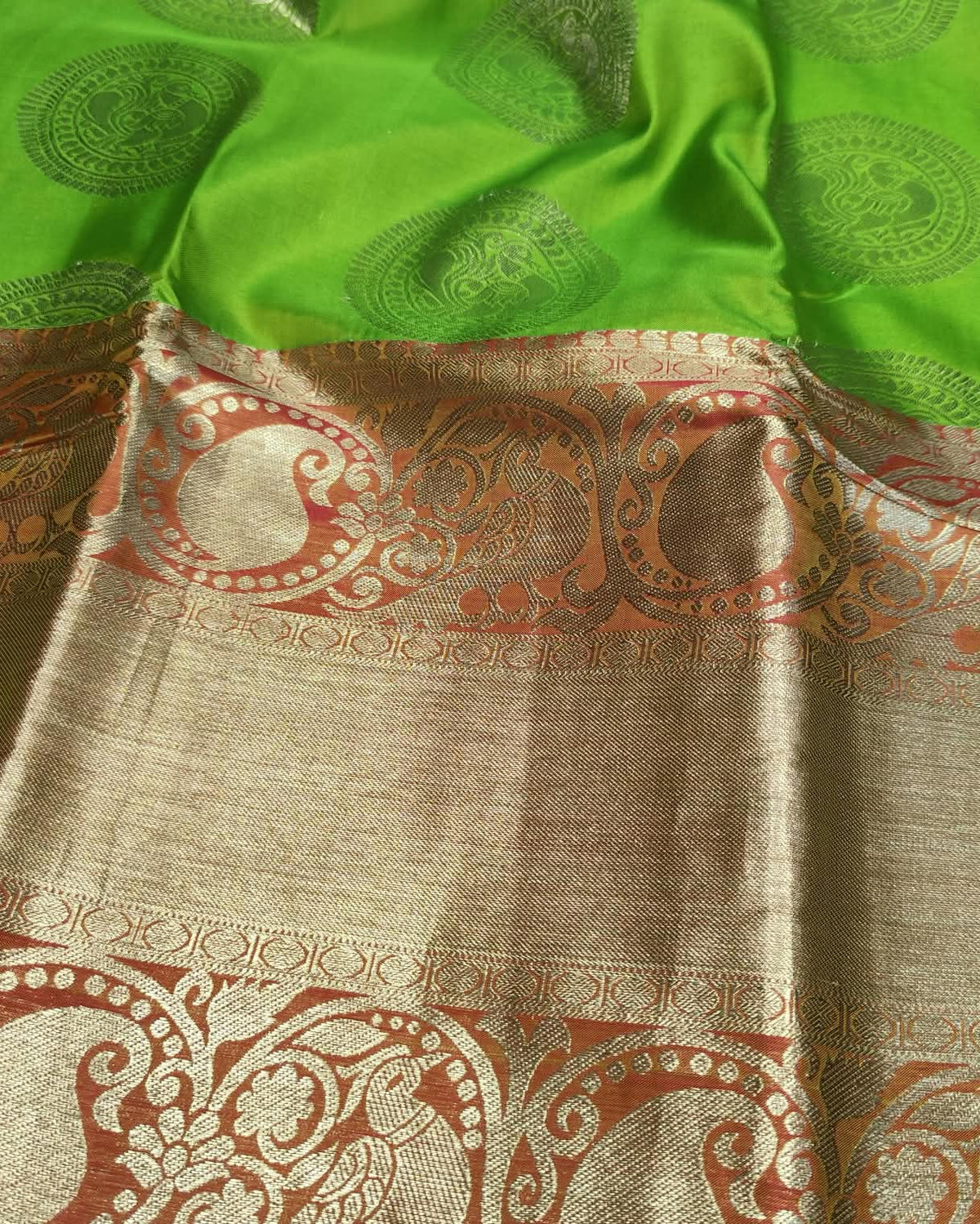 Kanjeevaram Art Silk Saree | Green & Red